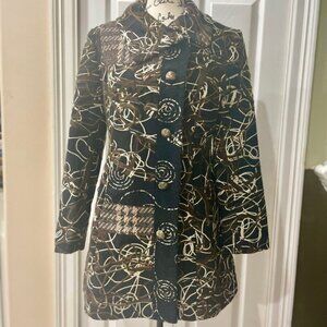 COAT  BLAZER RARE Y2K FOREST GRUNGE SCRIBBLE PATTERN YARN RITUAL AESTHETIC R